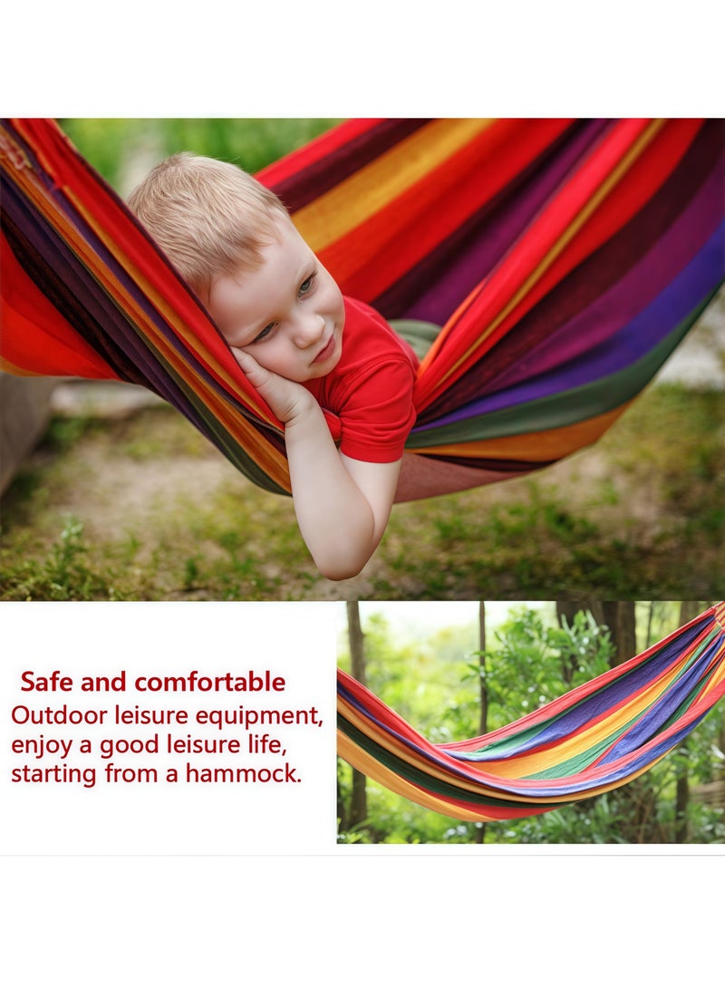 Generic Single hammock, anti-rollover design, 190 x 100 cm, assorted colors, recommended maximum load: 330 pounds (including storage bag, thickened tie rope x2, metal duckbill x2, metal S hook x2)  - Image 5