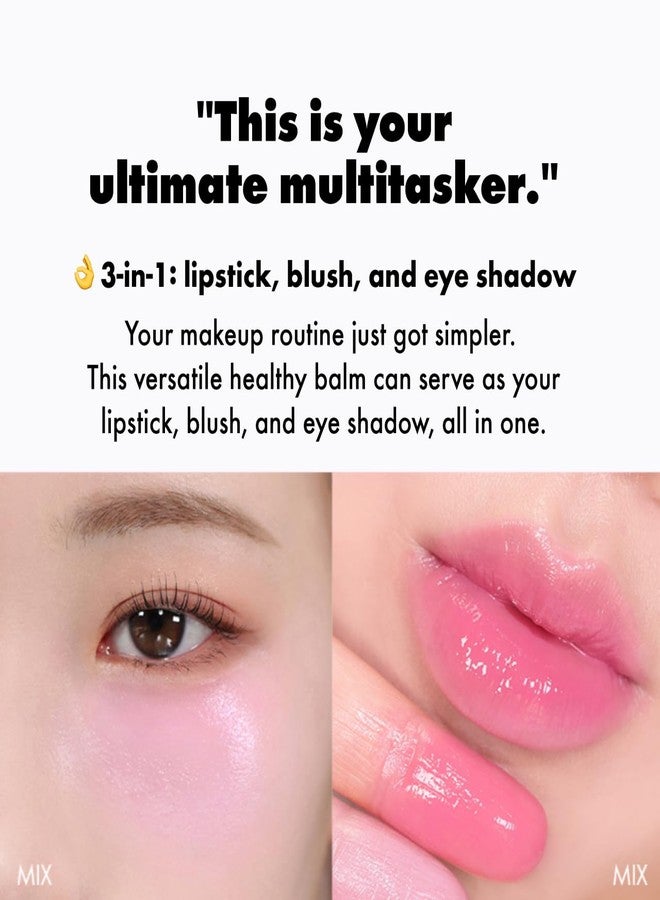 Amuse SEOUL Lips and Cheeks Healthy Balm 03 STRAWBERRY BALM | Moisturizing, Glossy, Creamy Texture, Lightweight, Dewy Finish, Natural-looking Color, K Beauty Makeup, Vegan (1.5g / 0.05 oz) - Image 3