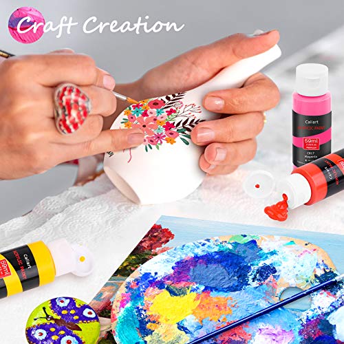 Caliart Acrylic Paint Set with 12 Brushes, 36 Colors (59ml, 2oz) Art Craft Paints Gifts for Artists Adults Beginners Painters, Halloween Pumpkin Canvas Ceramic Wood Rock Painting Kit Art Supplies - Image 4