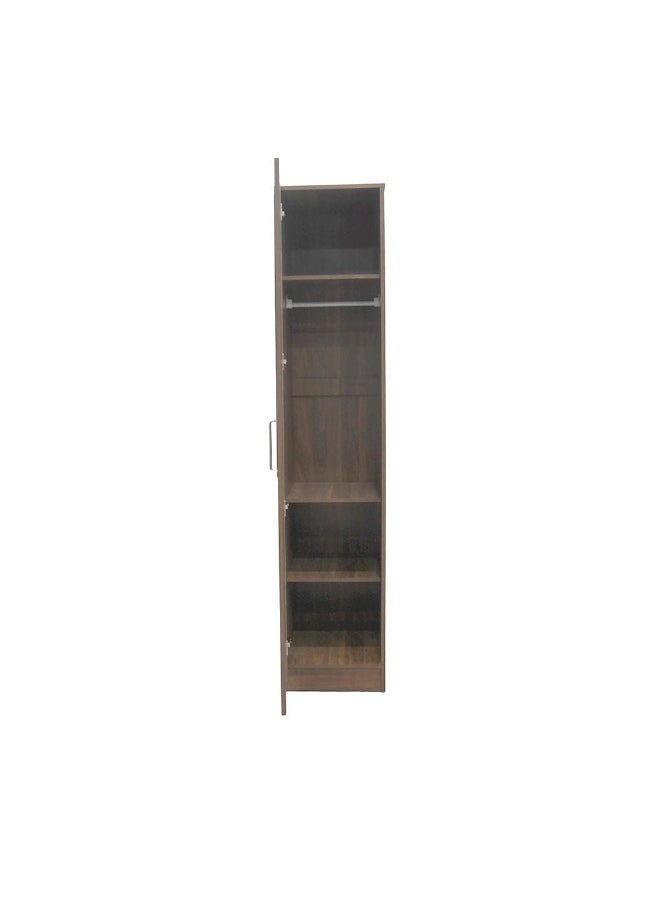 DANUBE HOME - Supreme 1-Door Wardrobe with Mirror – Light Walnut Finish – Modern Single Door Wardrobe with Mirror – Compact Bedroom Storage Cabinet – Stylish Home Furniture - Image 1
