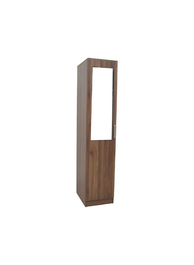 DANUBE HOME - Supreme 1-Door Wardrobe with Mirror – Light Walnut Finish – Modern Single Door Wardrobe with Mirror – Compact Bedroom Storage Cabinet – Stylish Home Furniture - Image 1