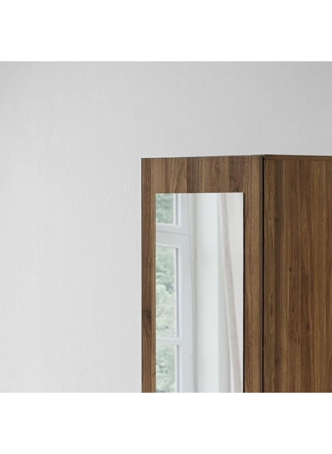 DANUBE HOME - Supreme 1-Door Wardrobe with Mirror – Light Walnut Finish – Modern Single Door Wardrobe with Mirror – Compact Bedroom Storage Cabinet – Stylish Home Furniture - Image 1