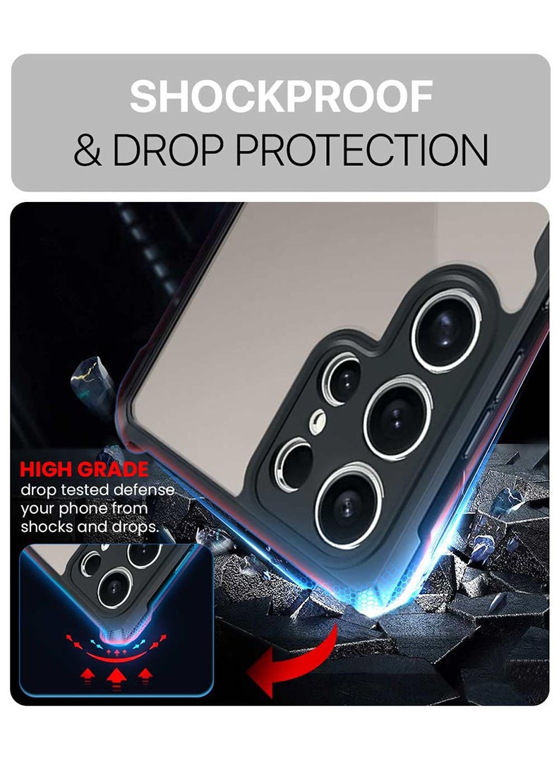 Case Up Case For Samsung Galaxy S24 Ultra Crystal Clear Tactical Back Cover Case With 360 Degree Protection, Shockproof Bumper Protective Phone Cover, Anti-Scratch Hard PC Back (Clear) - Image 2