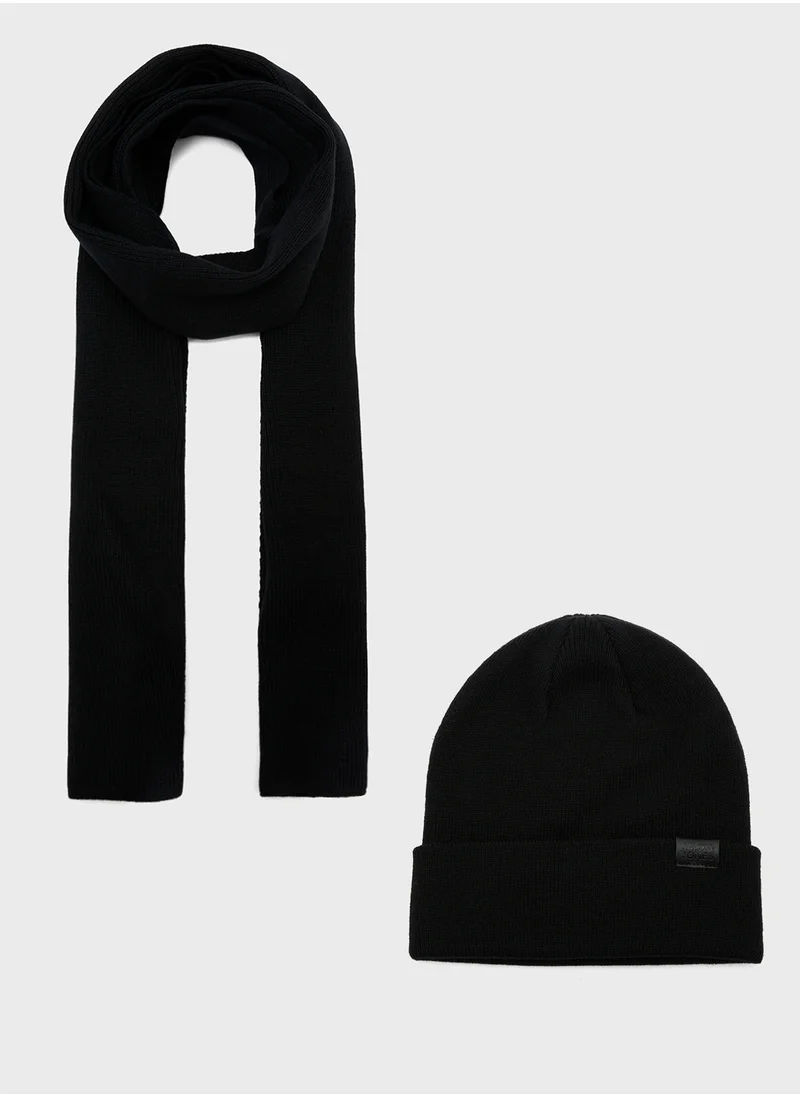 جاك اند جونز Knitted Scarf & Beanie Set