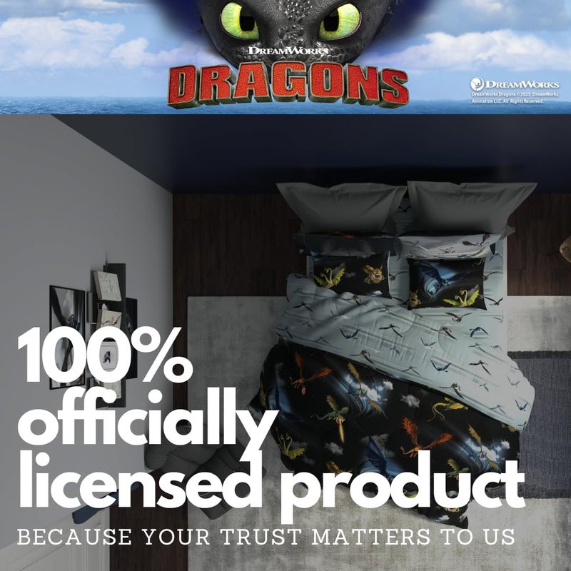Franco How to Train Your Dragon Kids Bedding Super Soft & Cozy Reversible Microfiber Comforter and Sheet Set with Sham, 5 Piece Twin Size, (Officially Licensed Product) by Franco - Image 5