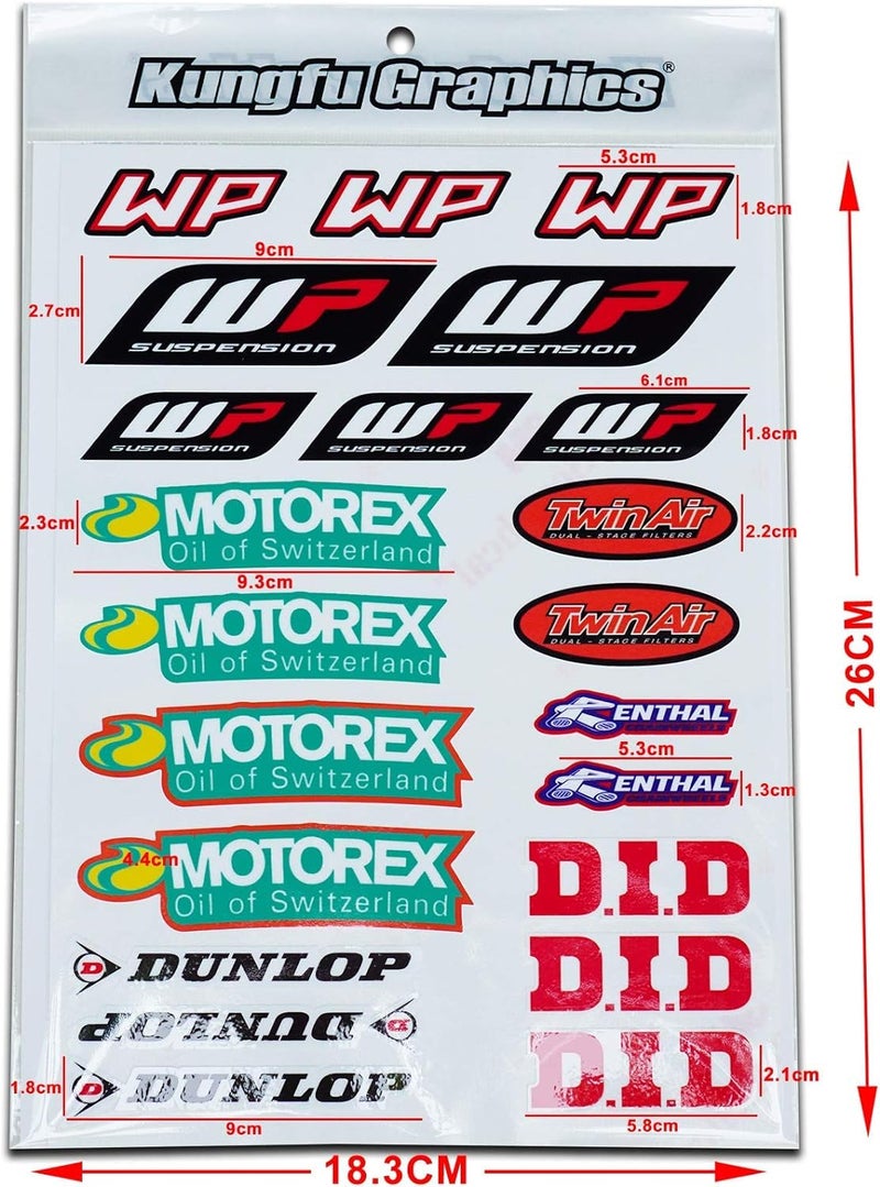 Kungfu Graphics Micro Sponsor Logo Racing Sticker Sheet Universal 72X 102 inch White MSS 19 - Image 3