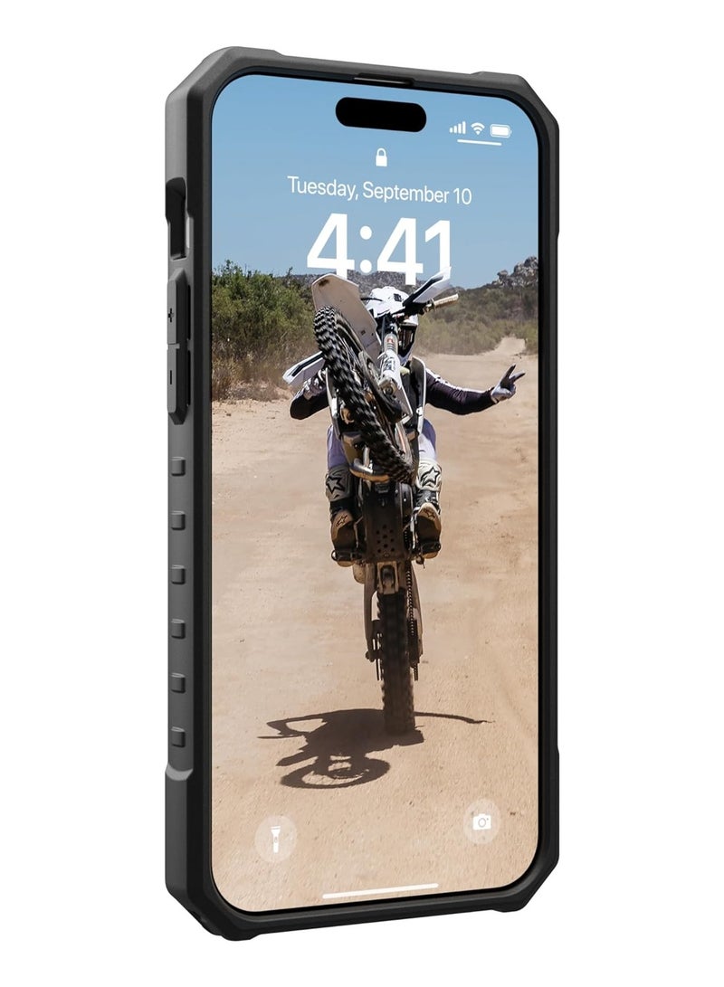Gear غطاء حماية شفاف من Urban Armor Gear UAG Pathfinder لهاتف Apple iPhone 15 Pro Max بطول 18 قدم ومقاوم للسقوط ومتوافق مع MagSafe - رمادي - Image 2