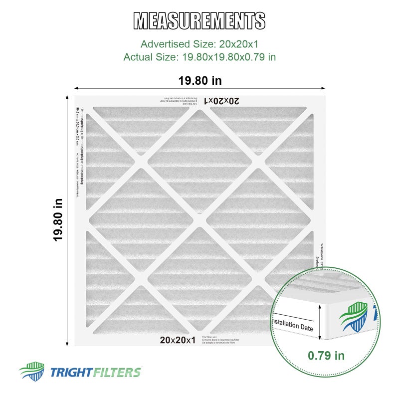 TRIGHTFILTERS 20x20x1 Air Filter 2 Pack, Durable MERV 8 Pleated Home HVAC AC Furnace Filters, Lightweight Compact Air Conditioner Filter Replacement - Image 2