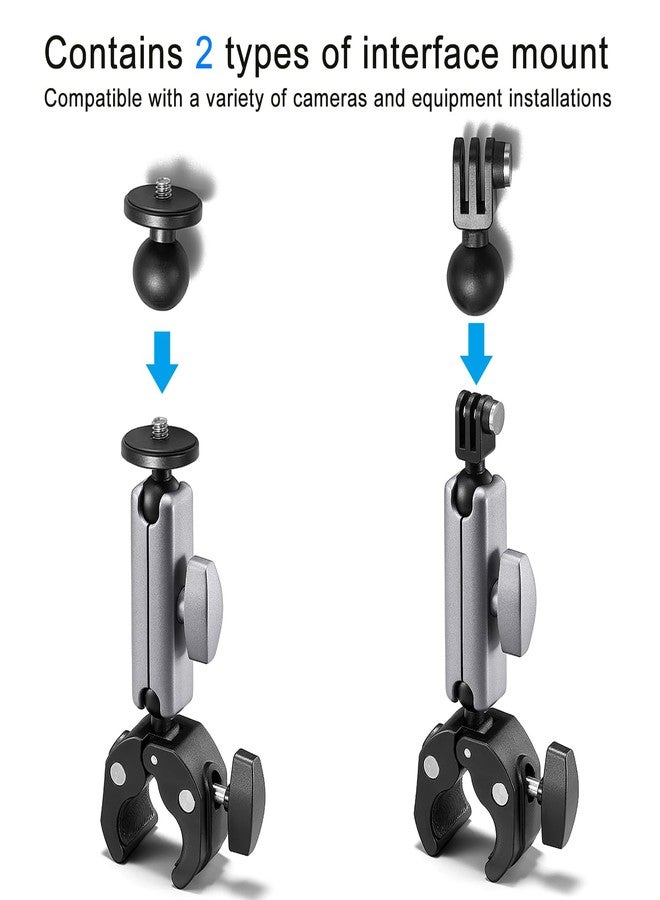 Suptig Camera Mount Clamp Super Clamp Pole Mount for Phon, Gopro Hero 13 Hero 12 11 10 9 8 7 6 5, Insta 360, DJI osmo Canon DSLR etc. - Image 2