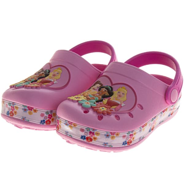 Josmo Little Mermaid Girls Clog Sandals Ariel & Flounder Slip-On Slides Closed Toe Clogs with Backstrap Summer Beach Pool Shoes- Pink White 9-10 Toddler - Image 1