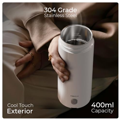 XECH Portable Electric Kettle 400ml | Mini Electric Kettle for Hot Water | Small Kettle with In-Built Cable | Bottle-Shaped Kettle for Tea, Coffee & More (Hydroboil Lite) - Image 3