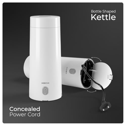 XECH Portable Electric Kettle 400ml | Mini Electric Kettle for Hot Water | Small Kettle with In-Built Cable | Bottle-Shaped Kettle for Tea, Coffee & More (Hydroboil Lite) - Image 2