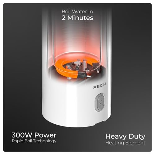XECH Portable Electric Kettle 400ml | Mini Electric Kettle for Hot Water | Small Kettle with In-Built Cable | Bottle-Shaped Kettle for Tea, Coffee & More (Hydroboil Lite) - Image 5