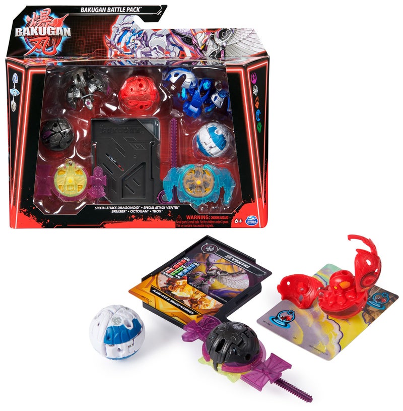 BAKUGAN Bakugan 2023 Battle Pack with 5 Balls (2 Special Attack Dragonoid & Ventri and Three Core Balls Bruiser, Octogan, Trox), for Children from 6 Years  - Image 1