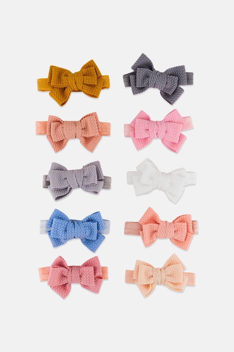 Expressions Toddlers Girl 10 Pieces Headwraps With Bow, Multicolor - Image 2