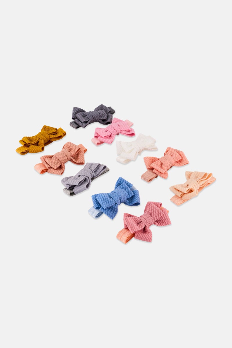 Expressions Toddlers Girl 10 Pieces Headwraps With Bow, Multicolor - Image 3