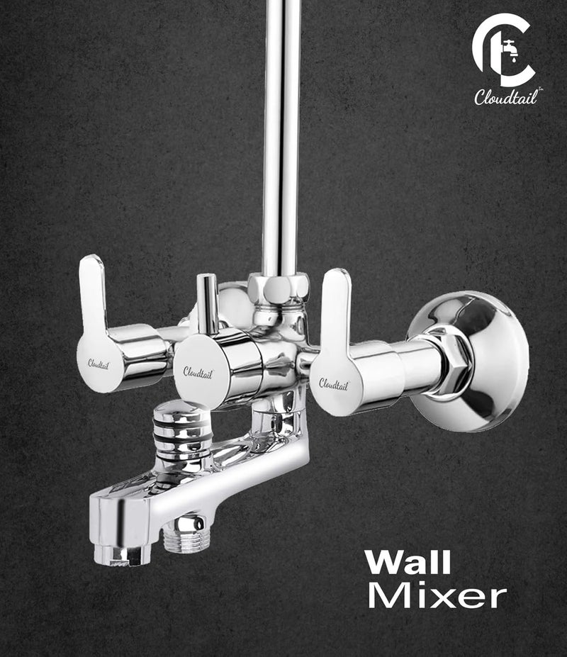 Cloudtail Cloudtail Fusion Brass 3 in 1 Wall Mixer for Bathroom Silver  - Image 2