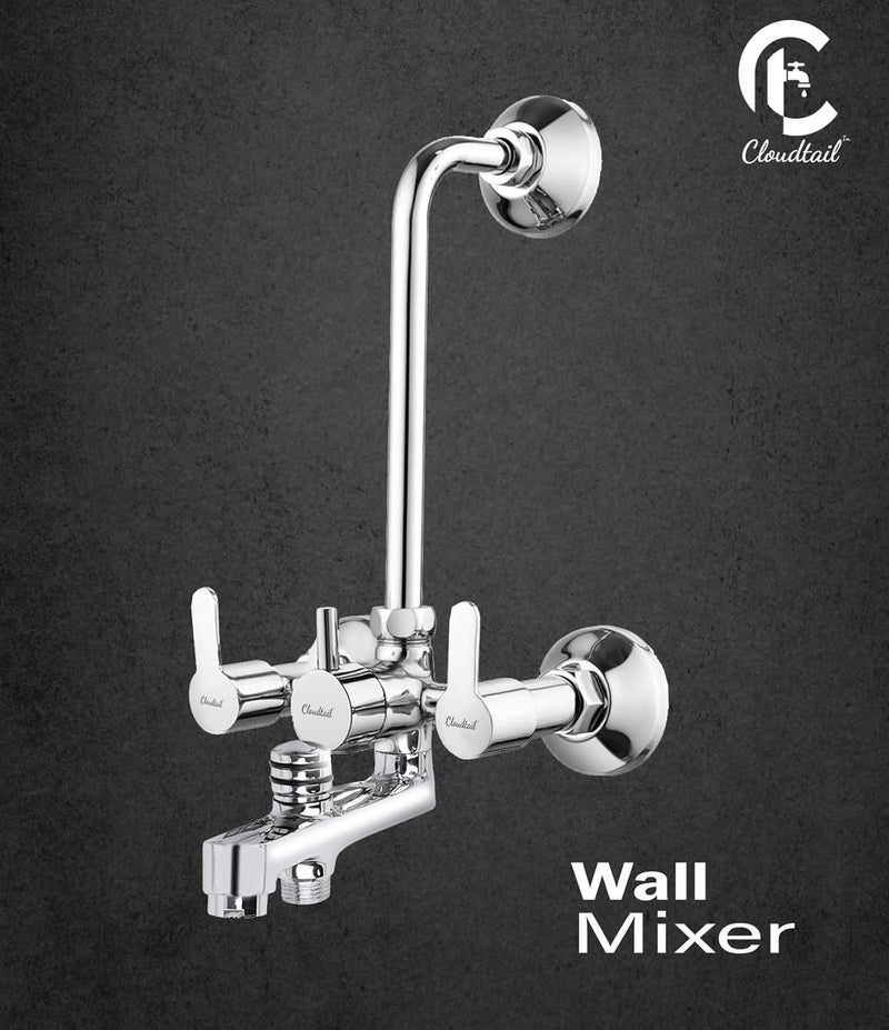Cloudtail Cloudtail Fusion Brass 3 in 1 Wall Mixer for Bathroom Silver  - Image 5