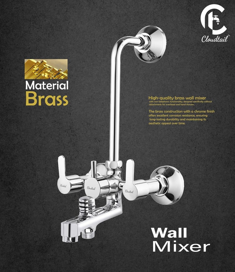 Cloudtail Cloudtail Fusion Brass 3 in 1 Wall Mixer for Bathroom Silver  - Image 3
