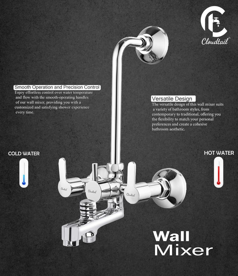 Cloudtail Cloudtail Fusion Brass 3 in 1 Wall Mixer for Bathroom Silver  - Image 4