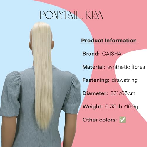 CAISHA 26" Longhair Hairpiece Ponytail Extension Drawstring Straigth Heat-Resistant Synthetic Fibres Platinum Blonde PH614 - Image 2
