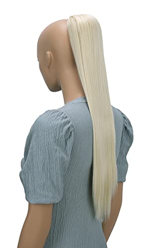 CAISHA 26" Longhair Hairpiece Ponytail Extension Drawstring Straigth Heat-Resistant Synthetic Fibres Platinum Blonde PH614 - Image 1