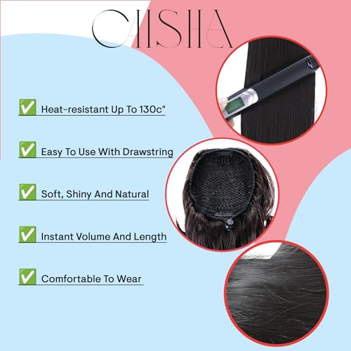 CAISHA 26" Longhair Hairpiece Ponytail Extension Drawstring Straigth Heat-Resistant Synthetic Fibres Platinum Blonde PH614 - Image 4