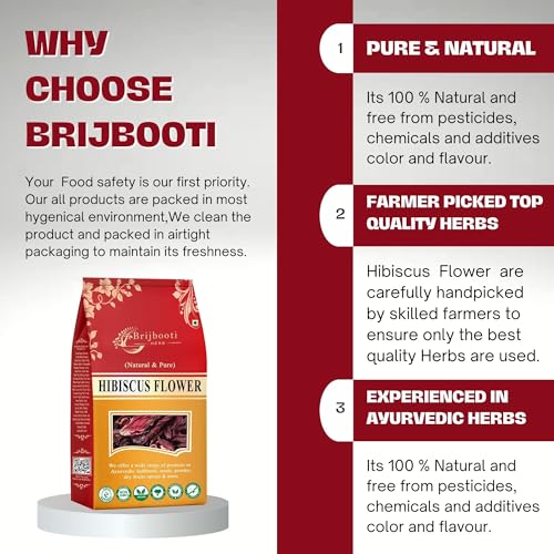 BrijBooti Hibiscus Flower - Herbal Tea- 200 Grams - Gudhal Phool - Hibiscus Dry Flower - Image 5