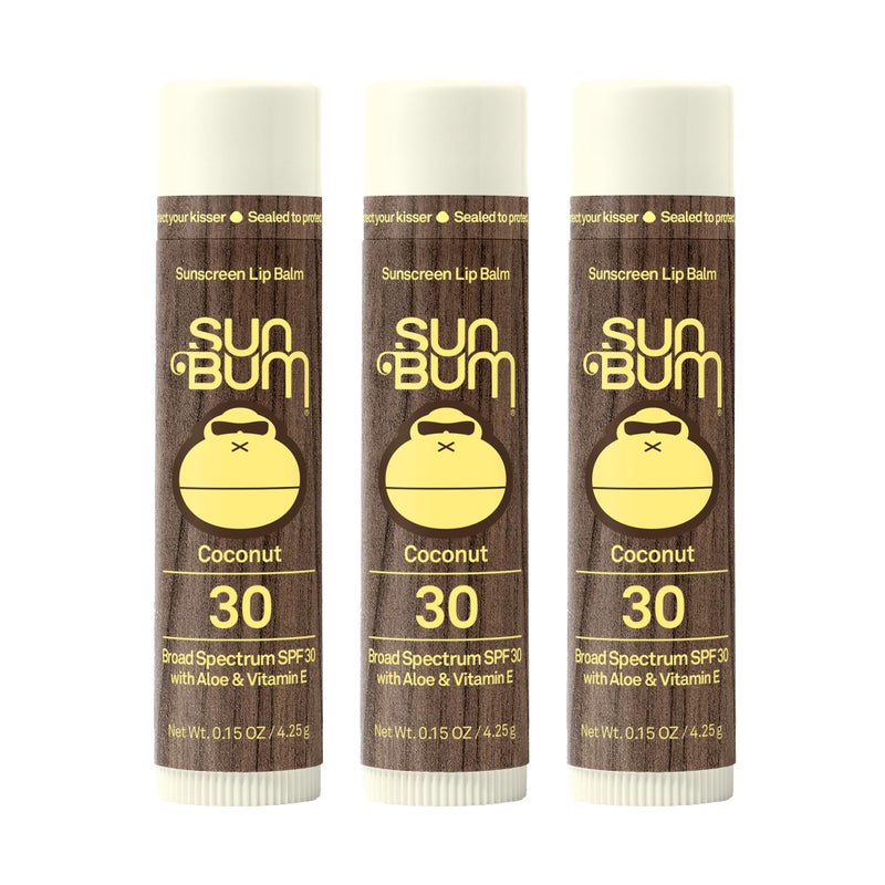 Sun Bum Sun Bum Spf 30 Sunscreen Lip Balm Vegan and Cruelty Free Broad Spectrum Uva/uvb Lip Care With Aloe and Vitamin E for Moisturized Lips Coconut Flavor 3 Pack - Image 1