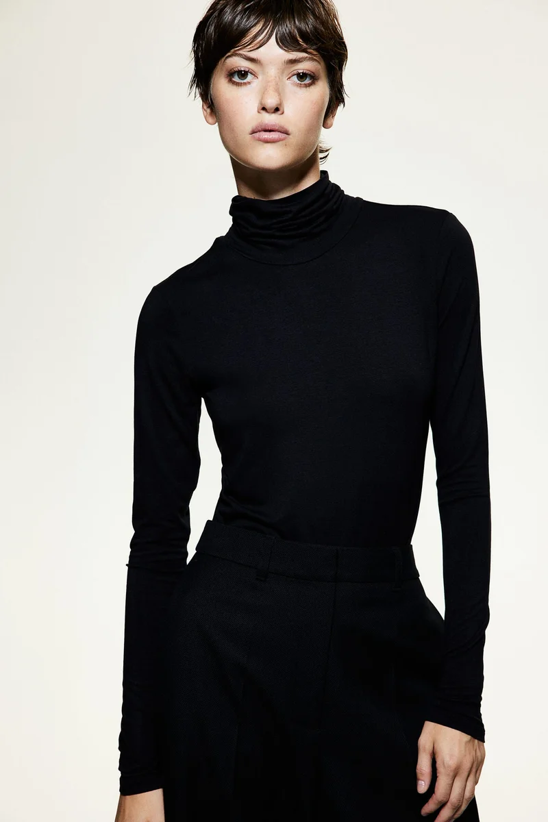 H&M Viscose Polo-Neck Top