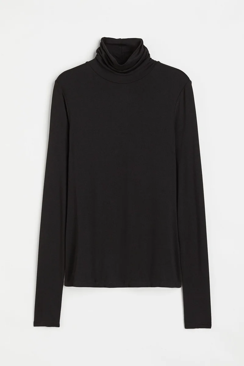 H&M Viscose Polo-Neck Top