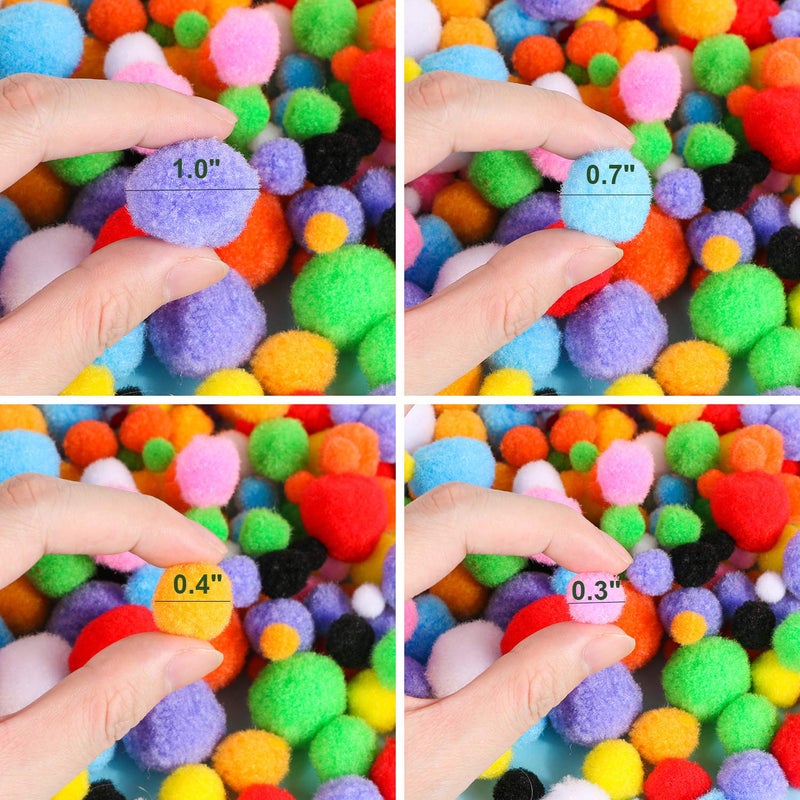 EVERMARKET 100 Pcs Assorted Sizes & Colors High-Elastic Pom Poms Creative Craft DIY Material - Image 2