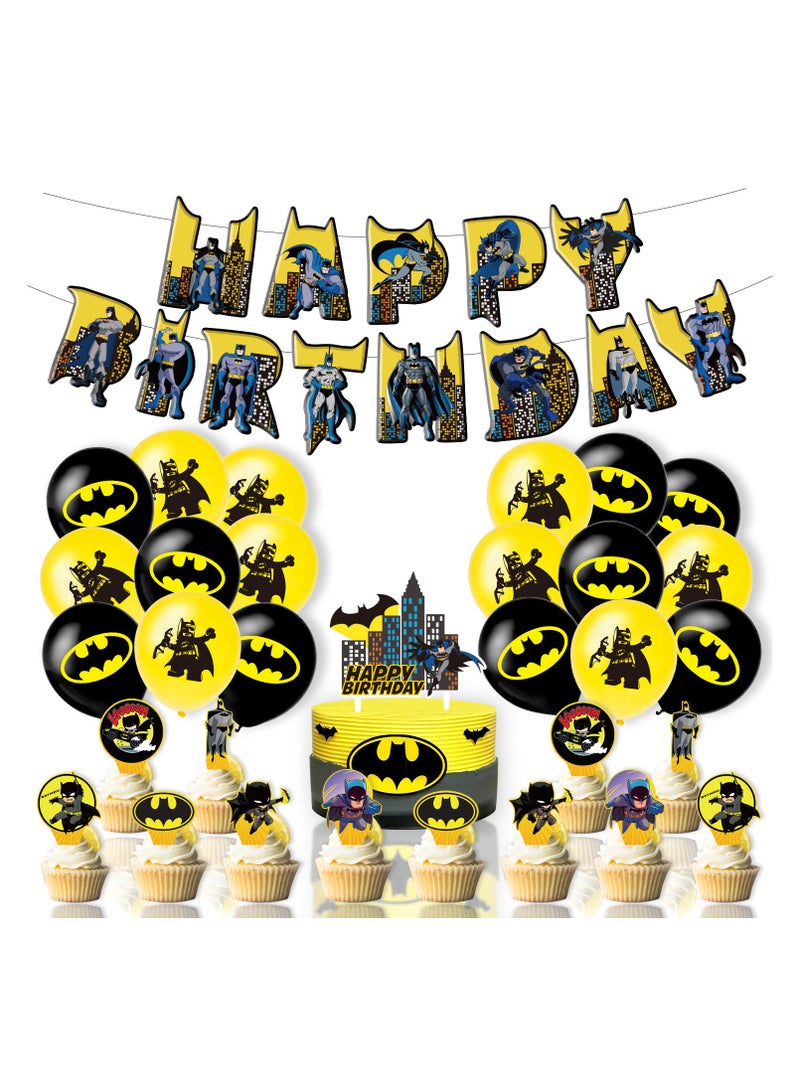 general Birthday party decorations, including birthday banners, table centerpieces, cake decorations, cartoon themed latex balloons for kids fans birthday party supplies