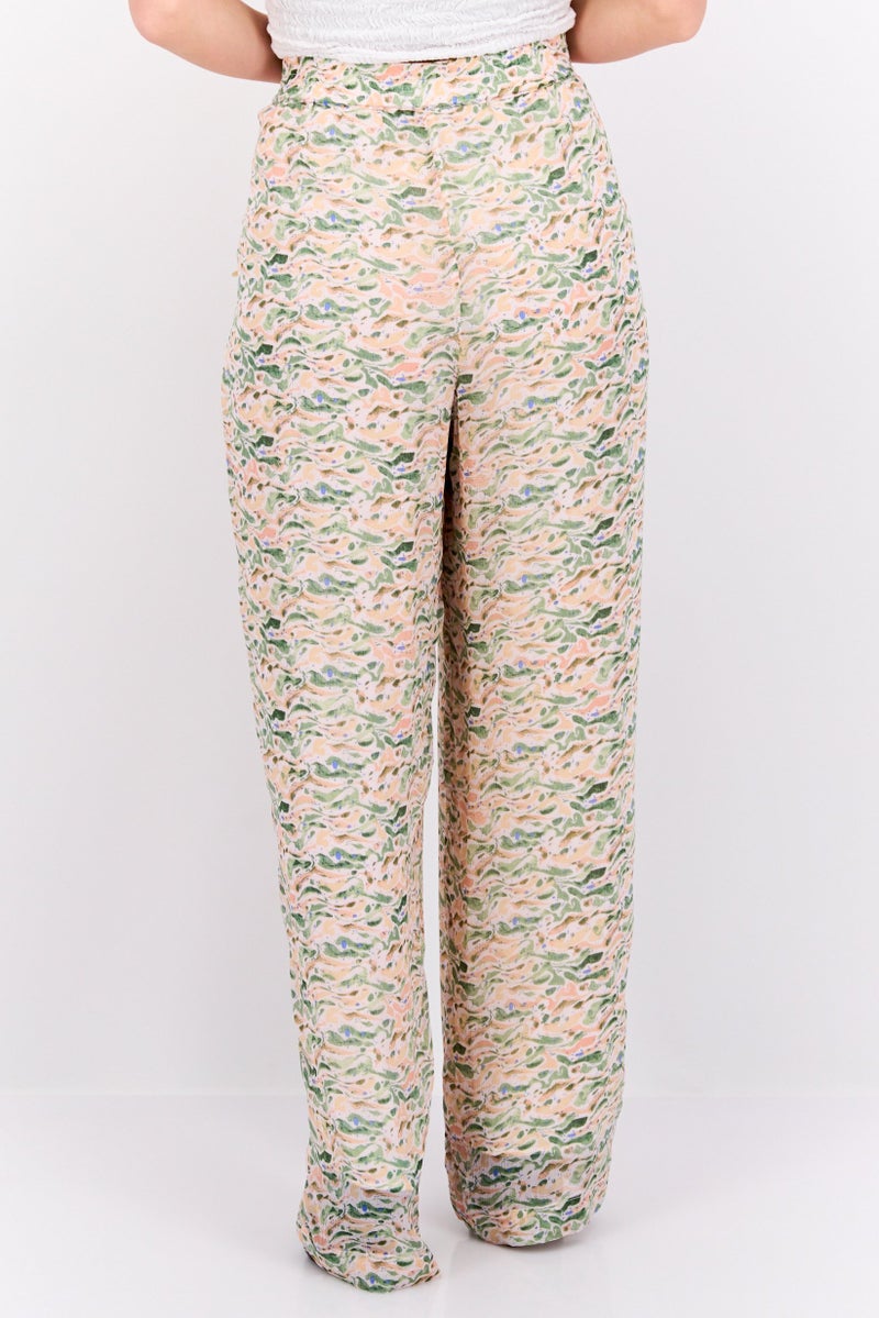 Scotch & Soda Women Regular Fit Allover Print Wide Pants, Beige - Image 2