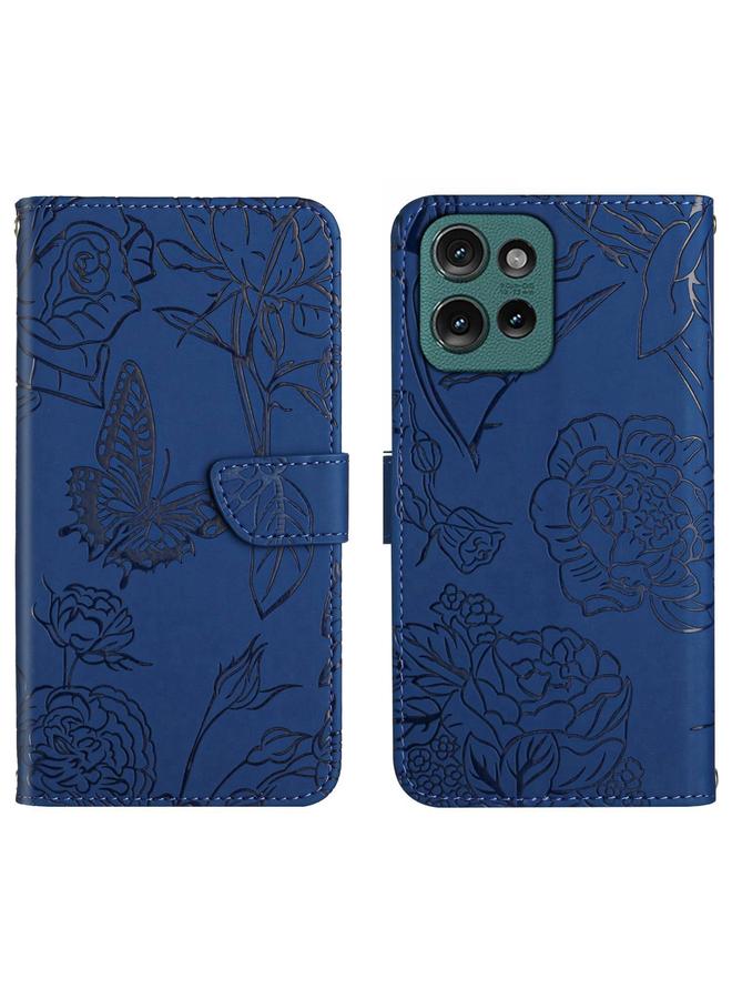 S-TOP Case For Motorola Moto G 5G 2025 HT03 Skin Feel Butterfly Embossed Flip Leather Phone Case - Image 1