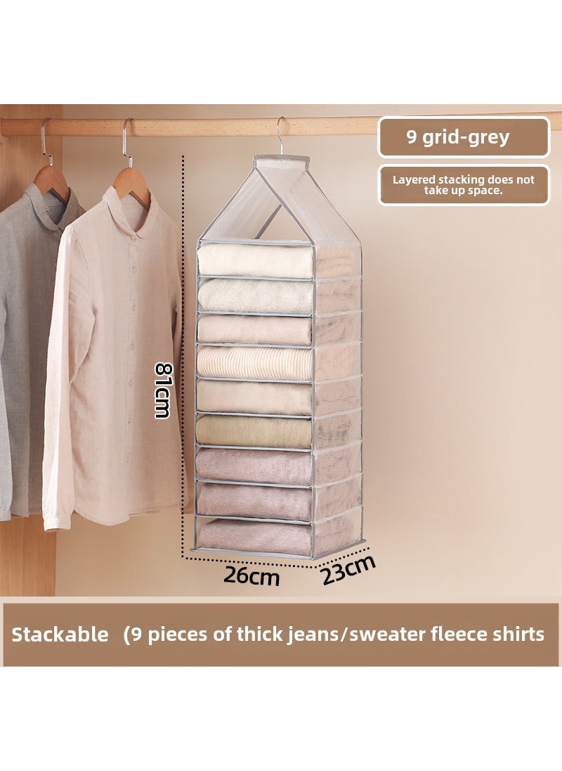 1 x 5 pcs Foldable Wardrobe Hanging Storage Bag Grey 9 (26*23*81cm) 
