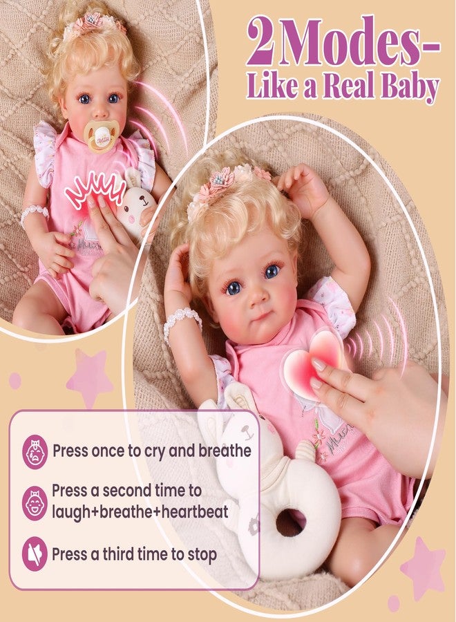 BABESIDE 4-in-1 Interactive Reborn Baby Dolls Girls - 17 Inch Lifelike Realistic Baby Doll with Heartbeat, Breathing, Coos & Cry Sounds Soft Body Vinyl Baby Doll with Bunny Outfit for Kids Age 3+ - Image 4