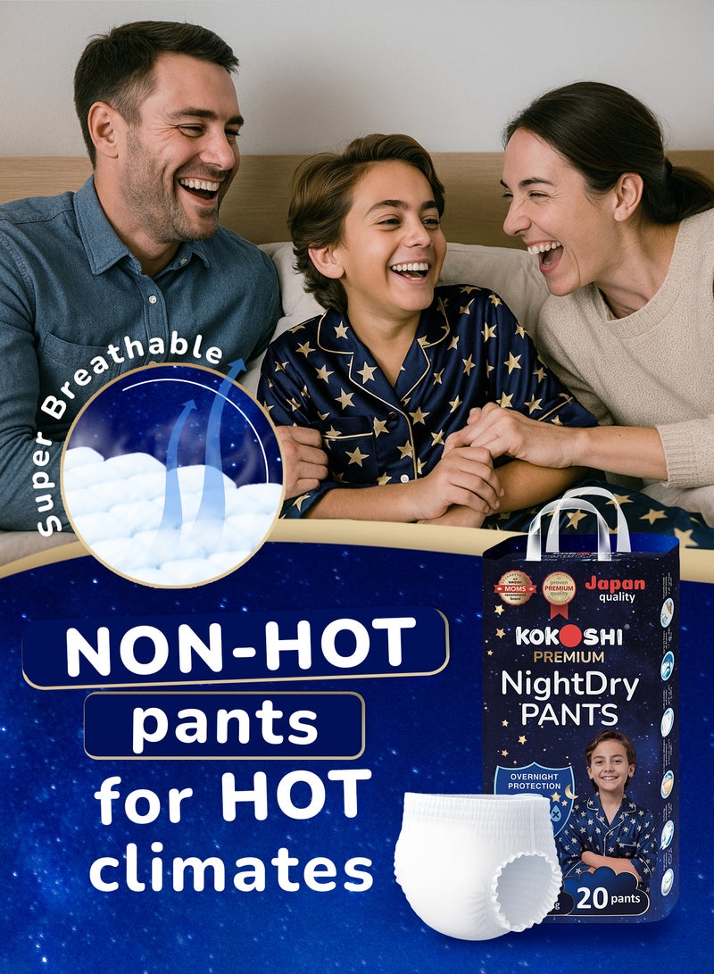 Kokoshi Premium NightDry Pants Size 9 (7–15 Years / 27–57 kg), 40 pcs – Ultra-Soft, Hypoallergenic, 12h Protection, Breathable, Leak-Proof Japanese Pull-Up Nappies - Image 5