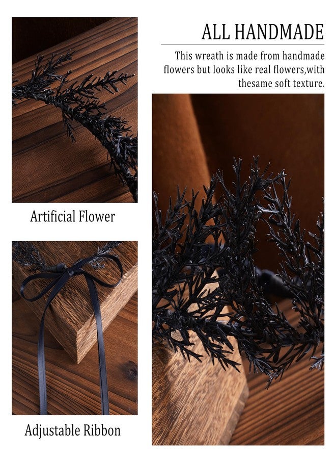 MOSTORY Handmade Gothic Black Flower Crown- Elf Dark Headband Fairy Woodland Headpiece Elven Forest Circlet for Halloween Renaissance Goth Wedding Cosplay Photo Prop - Image 5