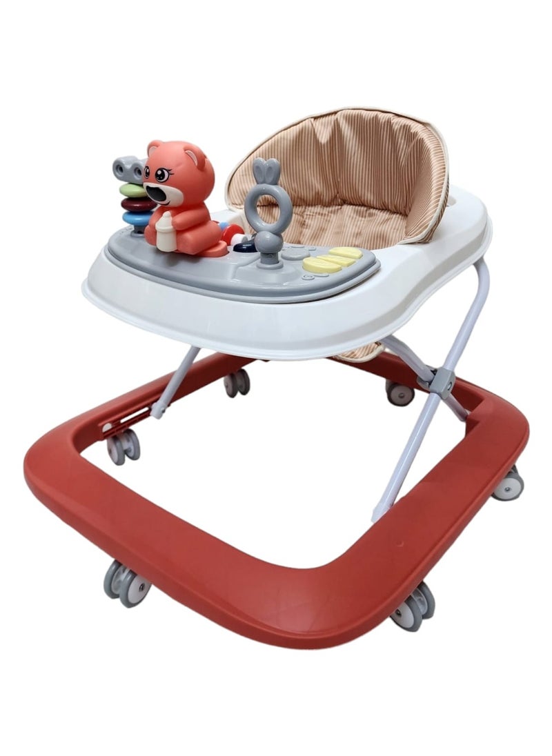 BABYCARA Baby Walker with 3 Height Adjustable & Tray Multi-Function Anti-Rollover Foldable and Musical Toy Bar for 6-18 Months  - Image 1