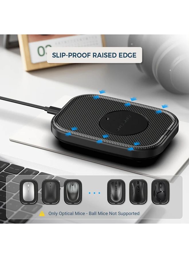 Ultra Quiet Black Mouse Mover With Sensitive Tracking Ergonomic Design Non Slip Base - Image 1