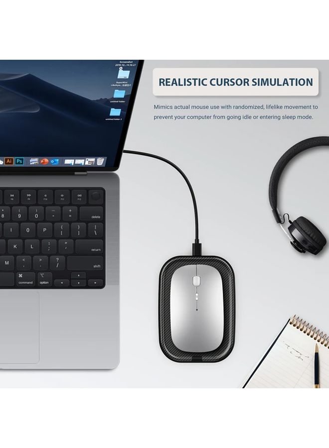 Ultra Quiet Black Mouse Mover With Sensitive Tracking Ergonomic Design Non Slip Base - Image 3