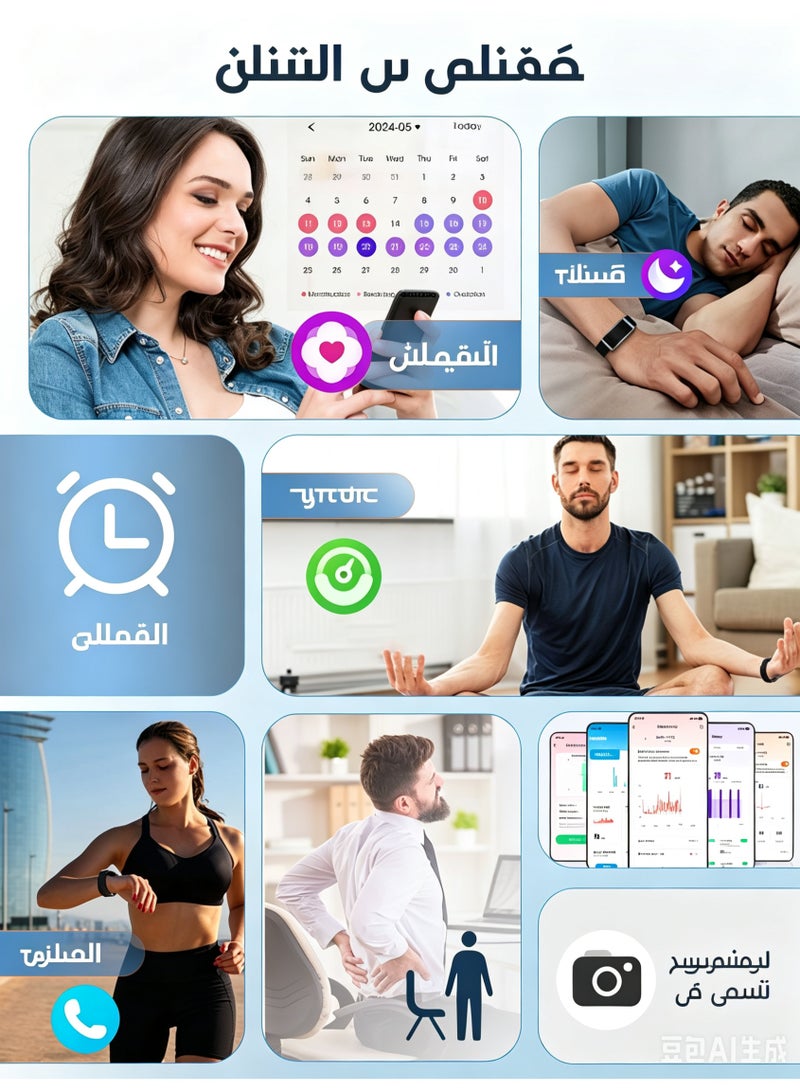 سوار ذكي بدون شاشة للرجال والنساء، متتبع لياقة بدنية خفيف الوزن مع مراقبة معدل ضربات القلب والنوم، مقاوم للماء IP68، 100+ وضع رياضي - Image 4