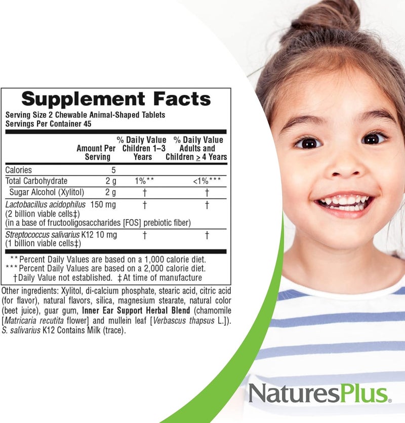 Nature's Plus Animal Parade Inner Ear Support Cherry Chewable Tablets - 90 Animal-Shaped Tablets - Image 5