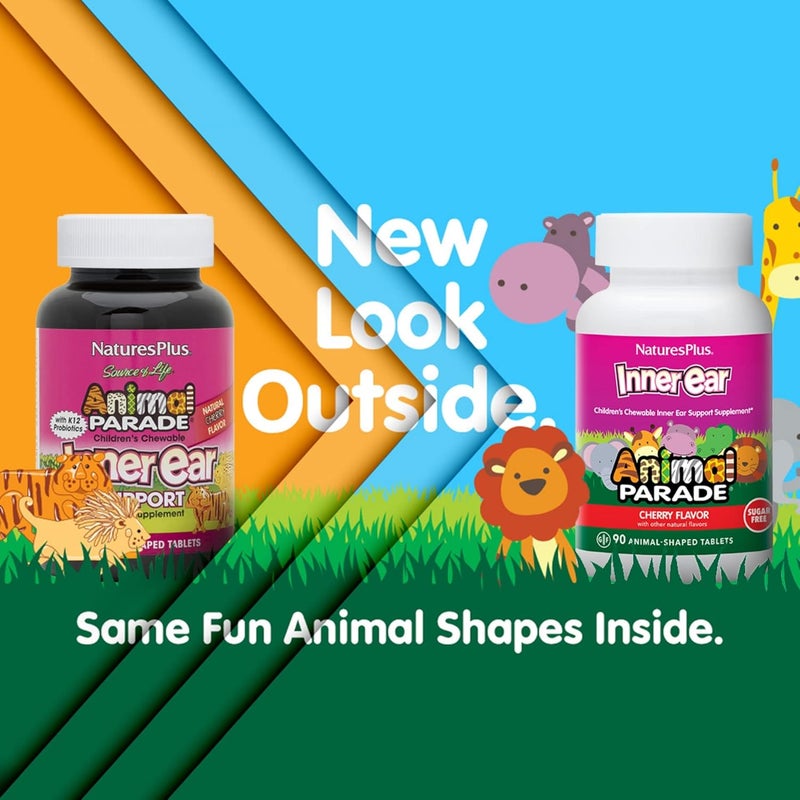 Nature's Plus Animal Parade Inner Ear Support Cherry Chewable Tablets - 90 Animal-Shaped Tablets - Image 2