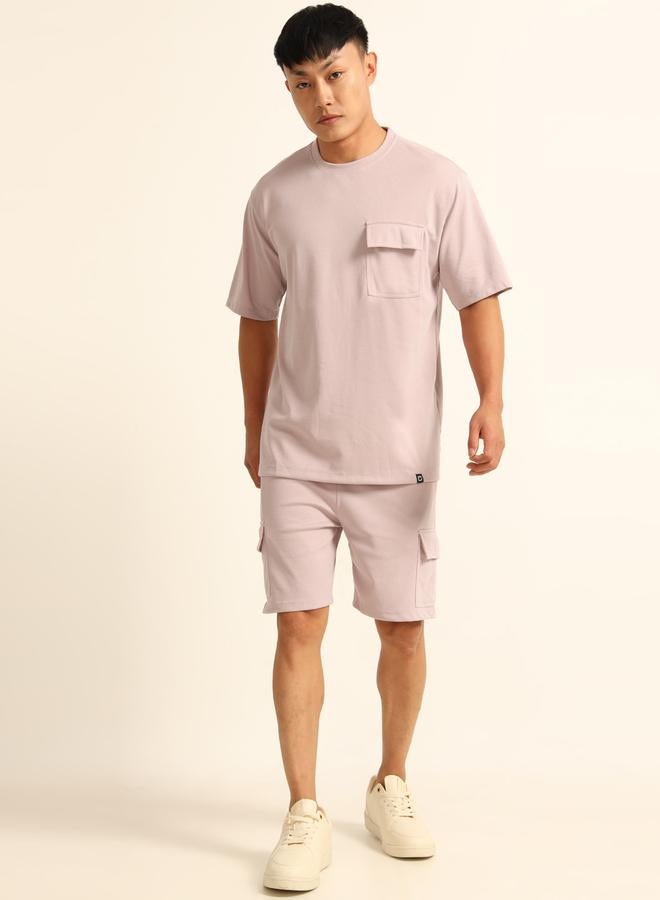 بوشيرت مجموعة من شورت وتيشيرت بقصة واسعة وأكتاف منخفضة - Image 1