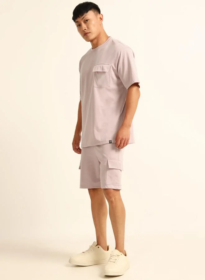 Bushirt Bushirt Men Drop-Shoulder Oversized T-Shirt and Shorts Set