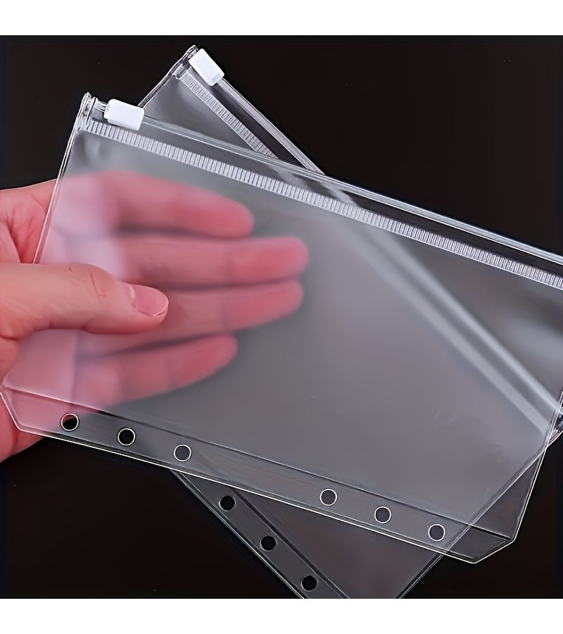 5Pcs Clear PVC A6 Zipper Pouch Cash Envelope Bags for Budget Binder Planner Notebook - Image 5