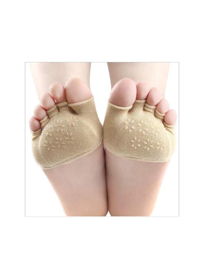 klarako 1 Pair of Forefoot Pads Fabric Metatarsal Sleeve Sole Cushion Gel Pads Metatarsal Pads Protector Cushion Pads Five Toe Socks (Khaki) - Image 5