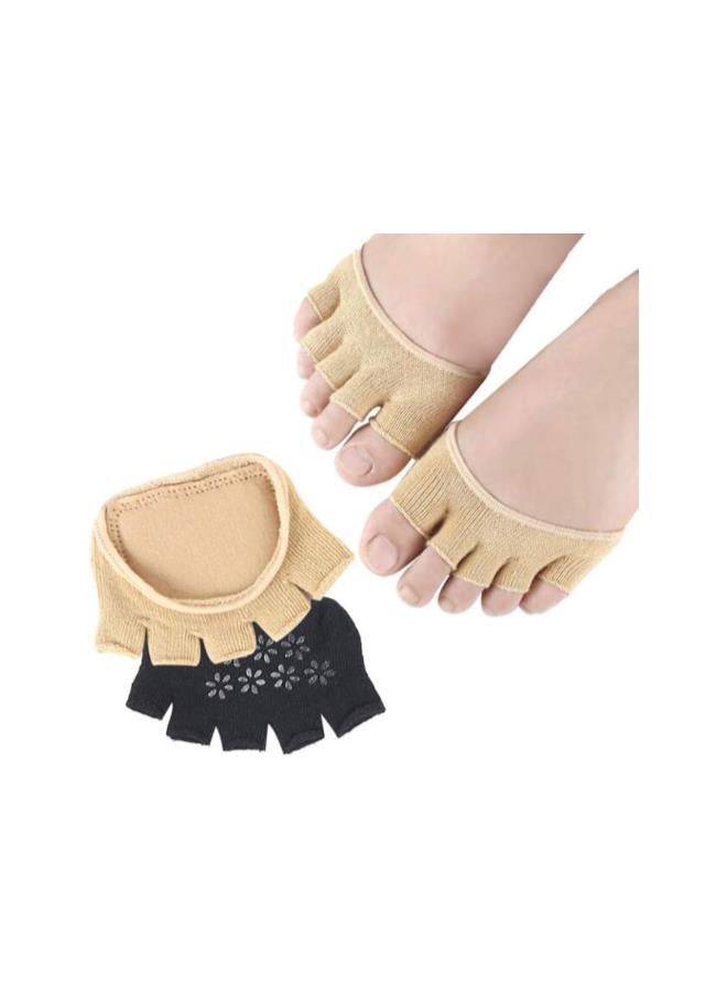 klarako 1 Pair of Forefoot Pads Fabric Metatarsal Sleeve Sole Cushion Gel Pads Metatarsal Pads Protector Cushion Pads Five Toe Socks (Khaki) - Image 4